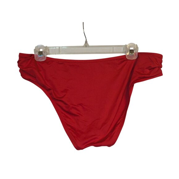 Shade & Shore Red Bikini Bottom Ruched High Leg Swimwear Womens Size M - Picture 2 of 5